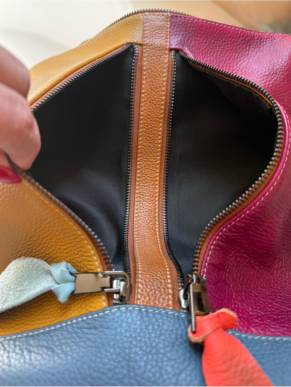 Colorblock Leather Backpack - Picture 7 of 8